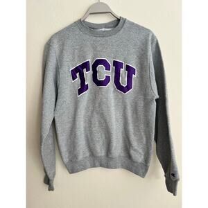Vintage Authentic Champion Gray TCU College Crewneck Pull Over Sweatshirt Small